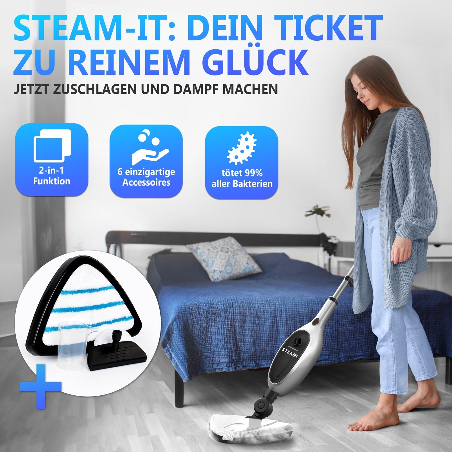 RYER Dampfreiniger Steam-it