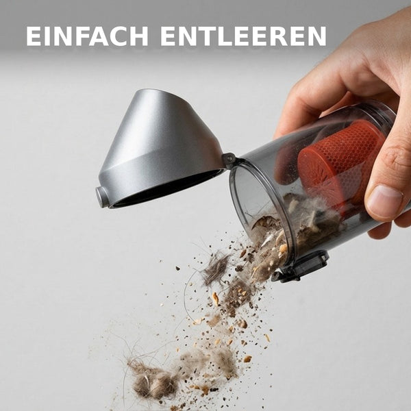 Staubbehälter des RYER Handstaubsaugers einfach entleeren