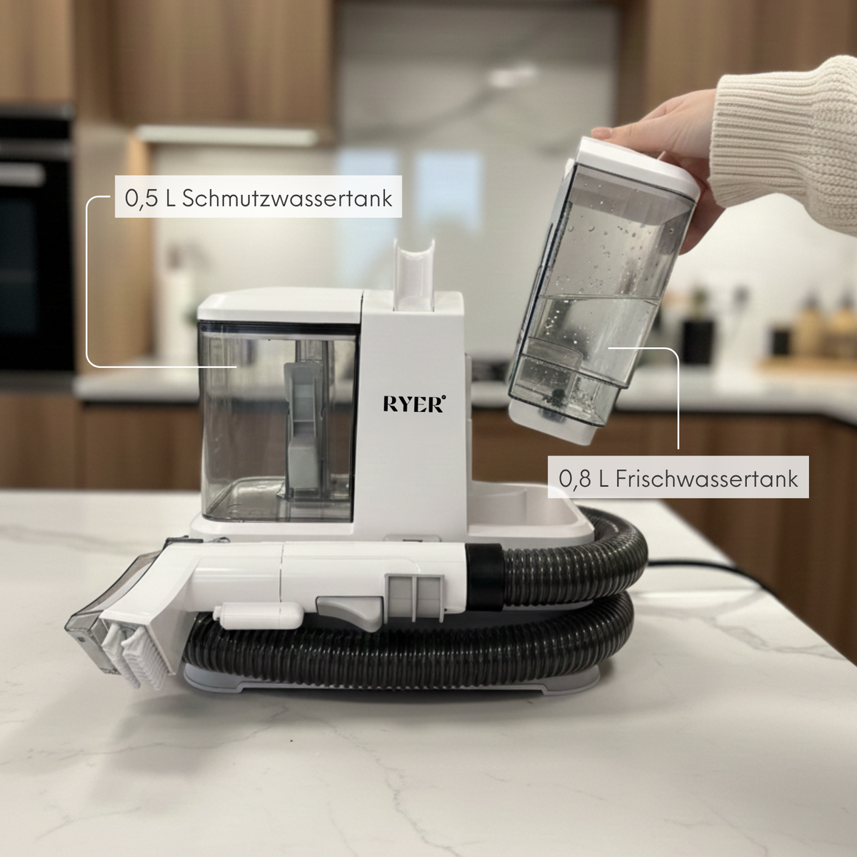 RYER Nasssauger Compact – Leichter Polsterreiniger für Auto, Sofa & Teppich