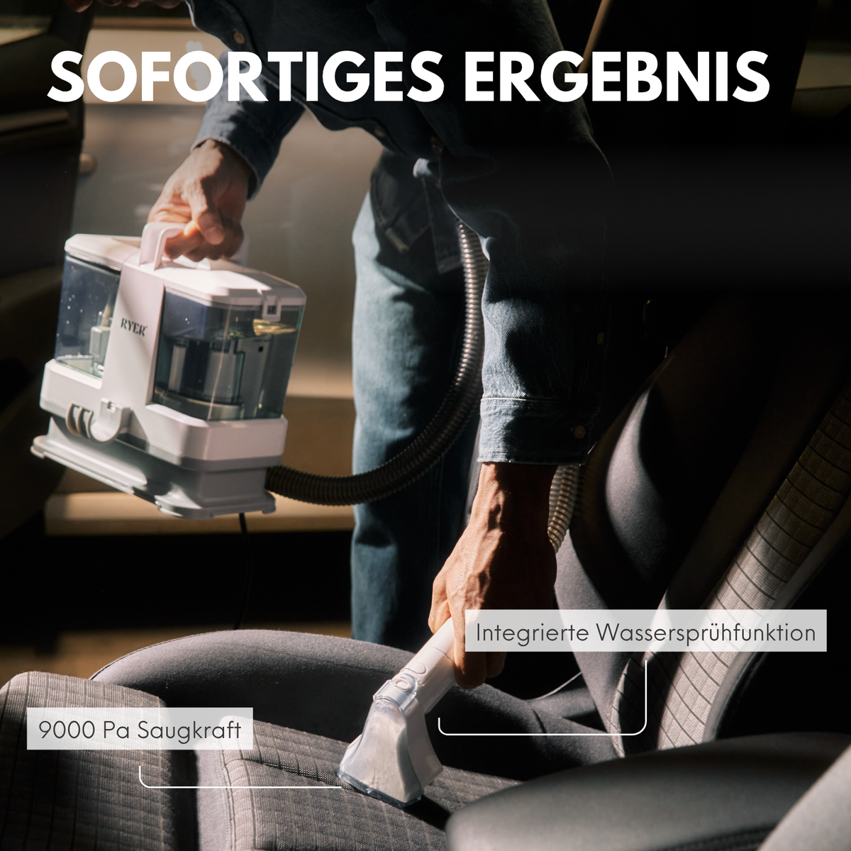 RYER Nasssauger Compact – Leichter Polsterreiniger für Auto, Sofa & Teppich